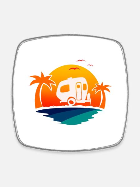 Camping-car - Magnet carré - blanc