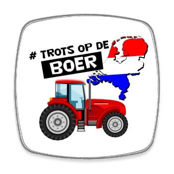 Agriculteurs aux Pays-Bas avec tracteur - Magnet carré - blanc - Devant