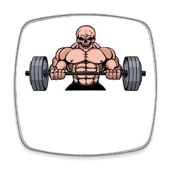 Weight lifting dumbbell muscle training workout fitness - Square fridge magnet - white - Front