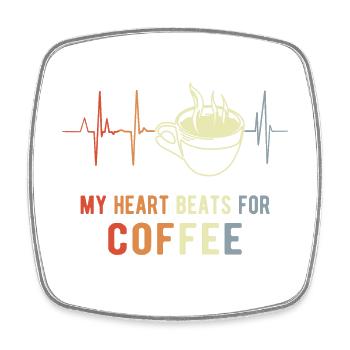 Coffee Heartbeat - Square fridge magnet - white - Front