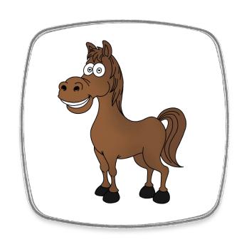Cheval drôle - Magnet carré - blanc - Devant