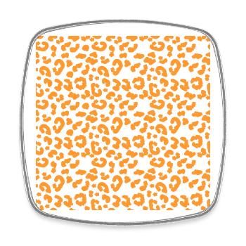 Motif léopard en orange sur noir - Magnet carré - blanc - Devant