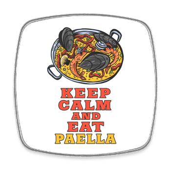 Keep Calm and eat Paella Design / Geschenkidee - Viereckiger Kühlschrankmagnet - Weiß - Vorne