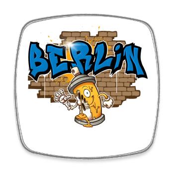 Graffiti de Berlin - Magnet carré - blanc - Devant