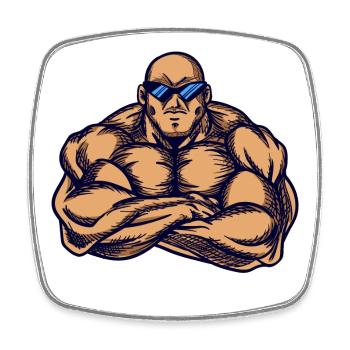 Muscle Building Muscle Man Bodybuilder Muscle Building - Square fridge magnet - white - Front