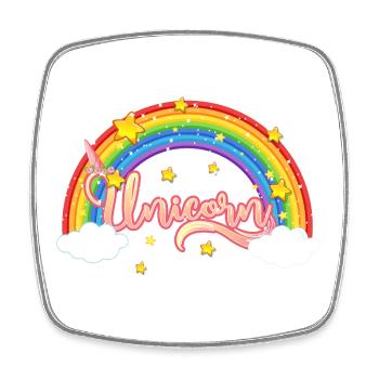 Arc-en-ciel coloré avec lettrage de licorne - Magnet carré - blanc - Devant