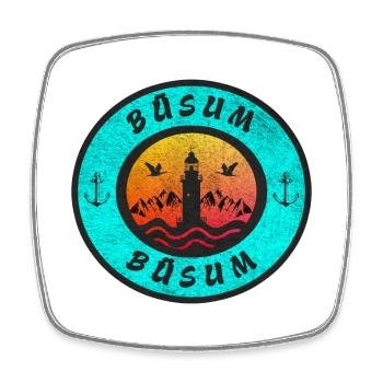 Büsum Leuchtturm Design / Geschenkidee - Viereckiger Kühlschrankmagnet - Weiß - Vorne