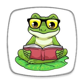 Frosch Nerd Buch Brille - Viereckiger Kühlschrankmagnet - Weiß - Vorne