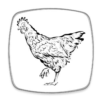 Huhn Hühner Henne - Viereckiger Kühlschrankmagnet - Weiß - Vorne
