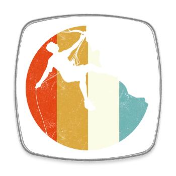 Silhouette de l’alpiniste sur un globe en dégradé arc-en-ciel - Magnet carré - blanc - Devant