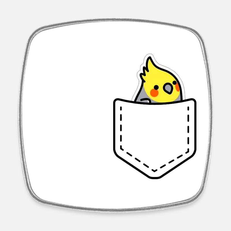 Cockatiel in my pocket - Square fridge magnet - white
