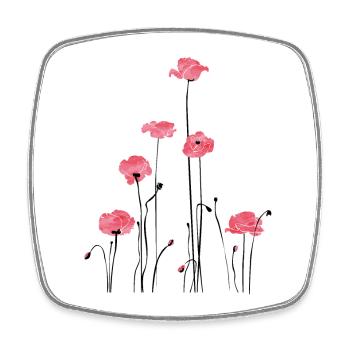 Watercolour poppies for feminine fashion - Square fridge magnet - white - Front