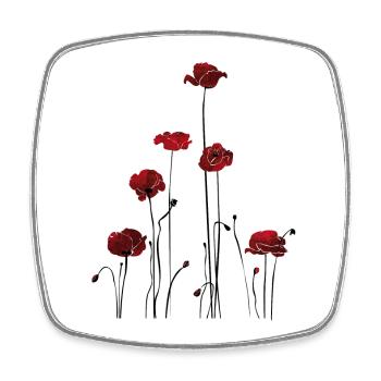 Abstract floral wallpaper in red and black - Square fridge magnet - white - Front