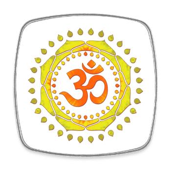 OM SYMBOL OM orange-jaune-vert - Magnet carré - blanc - Devant