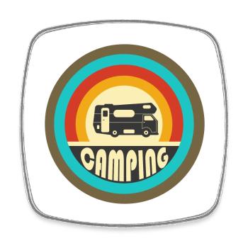 Camping design vintage / idée cadeau - Magnet carré - blanc - Devant