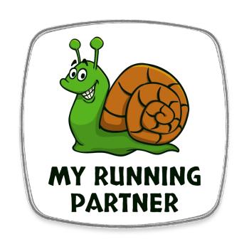 Vitesse d’escargots look partenaire Course lente Jogging - Magnet carré - blanc - Devant