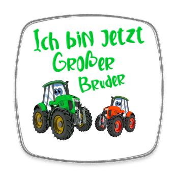 Ich Bin Jetzt Großer Bruder Traktor - Viereckiger Kühlschrankmagnet - Weiß - Vorne