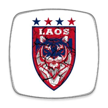 Conception d'armoiries de tigre du Laos / idée cadeau - Magnet carré - blanc - Devant