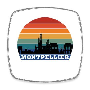 Montpellier Skyline Souvenir Frankreich Silhouette - Viereckiger Kühlschrankmagnet - Weiß - Vorne