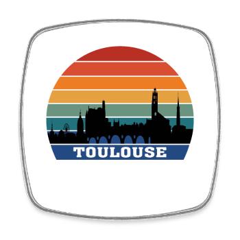 Toulouse Skyline Souvenir Frankreich Silhouette - Viereckiger Kühlschrankmagnet - Weiß - Vorne