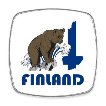 Finnland Bär Design mit Landkarte und Flagge - Viereckiger Kühlschrankmagnet - Weiß - Vorne