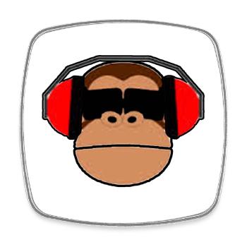 Monkey headphones chimpanzee music glasses gift - Square fridge magnet - white - Front