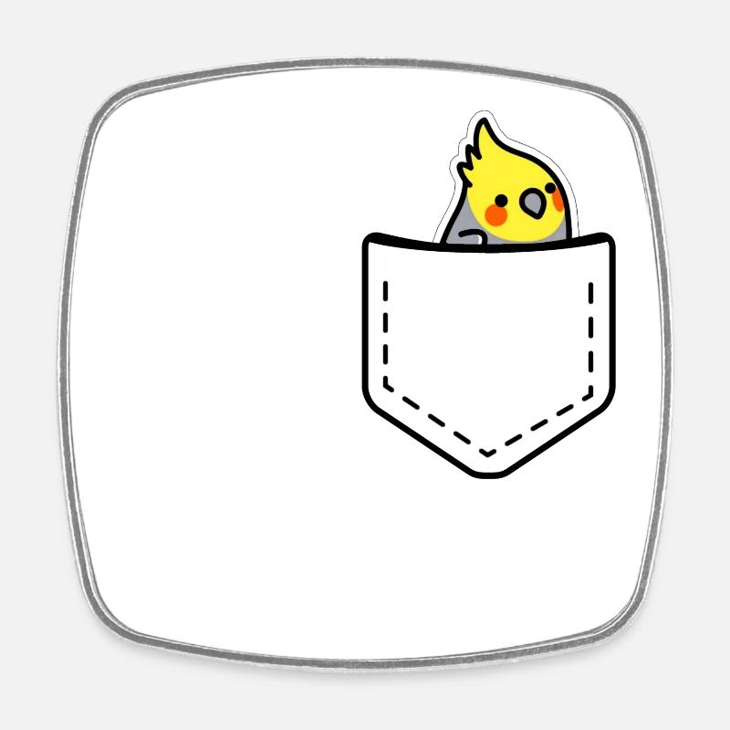 Cockatiel in my pocket - Square fridge magnet - white