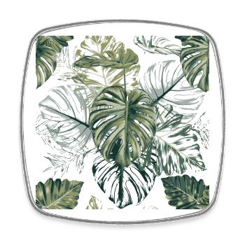 Motif de feuilles de monstera tropical - Magnet carré - blanc - Devant