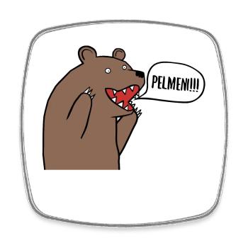 russischer Bär Pelmeni Geschenk russische Wurzeln - Viereckiger Kühlschrankmagnet - Weiß - Vorne