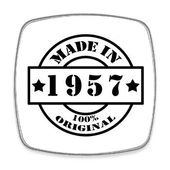MADE IN 1957 year of birth year of manufacture vintage gift - Square fridge magnet - white - Front