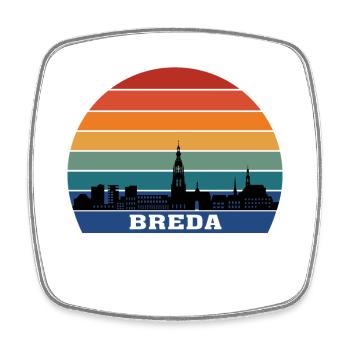 Breda Skyline Silhouette Souvenir Niederlande Flagge - Viereckiger Kühlschrankmagnet - Weiß - Vorne