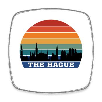 La Haye Skyline Silhouette Souvenir Pays-Bas - Magnet carré - blanc - Devant