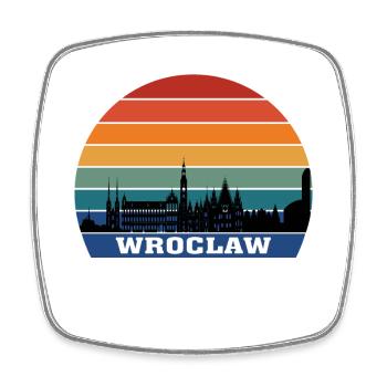 Wroclaw Poland Skyline Silhouette Souvenir Flag - Square fridge magnet - white - Front