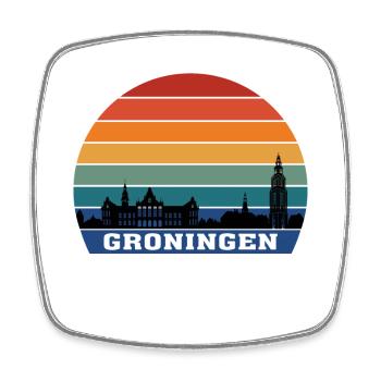 Groningen Skyline Silhouette Souvenir Niederlande - Viereckiger Kühlschrankmagnet - Weiß - Vorne