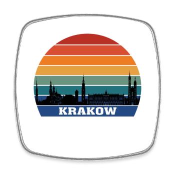 Krakau Polen Skyline Polnische Flagge Reisesouvenir - Viereckiger Kühlschrankmagnet - Weiß - Vorne