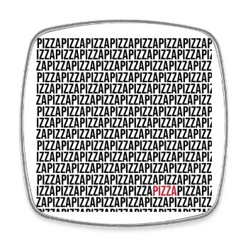 Logo de la pizza noire en rouge - Magnet carré - blanc - Devant