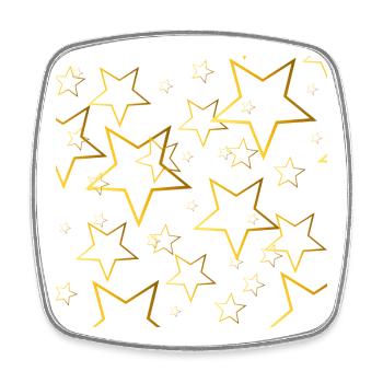 golden stars, night, woman - Square fridge magnet - white - Front