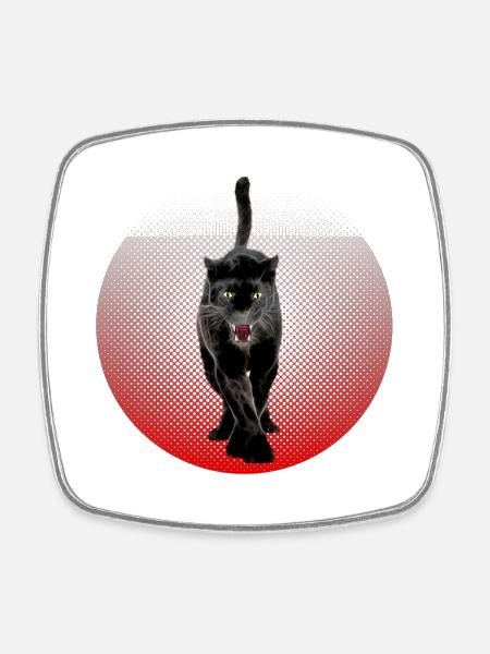 Noir Cougar schwarzer Panther CB Chat Noir - Magnet carré - blanc