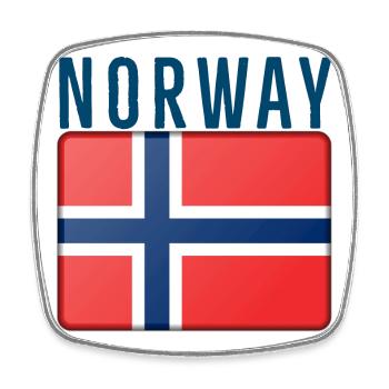 Drapeau de la Norvège avec lettrage - Magnet carré - blanc - Devant