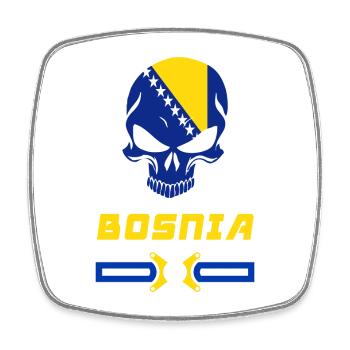 Bosnien Totenkopf Design / Geschenk - Viereckiger Kühlschrankmagnet - Weiß - Vorne