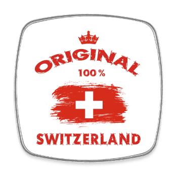 Schweiz Original 100% / Geschenk Nationalflagge - Viereckiger Kühlschrankmagnet - Weiß - Vorne