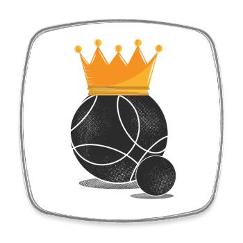 Boule reine pétanque couronne boules boulen boccia - Magnet carré - blanc - Devant