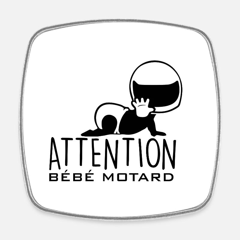 Attention bébé motard - Magnet carré - blanc