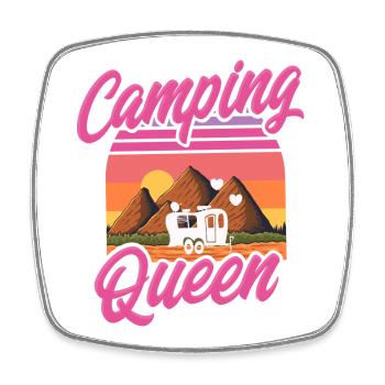 Camping Queen - Magnet carré - blanc - Devant