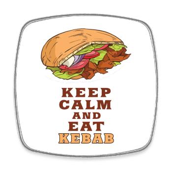 Keep Calm and Eat Kebab / Gift Idea - Square fridge magnet - white - Front