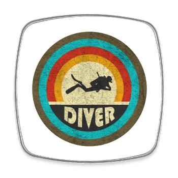 Taucher Vintage Design / Geschenkidee - Viereckiger Kühlschrankmagnet - Weiß - Vorne