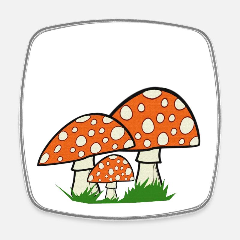 nature graphics, toadstools, great forest motifs - Square fridge magnet - white