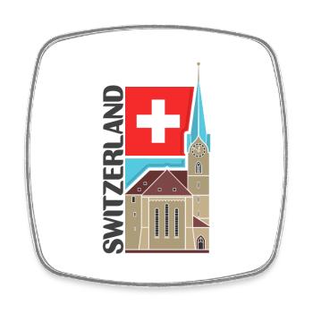 Souvenir de la Suisse, voyage en Suisse - Magnet carré - blanc - Devant