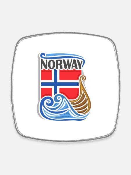 Souvenir de la Norvège, voyage drapeau de la Norvège - Magnet carré - blanc