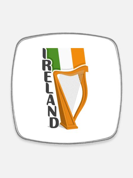 Ireland Souvenir Landmark, Ireland Flag Travel - Square fridge magnet - white